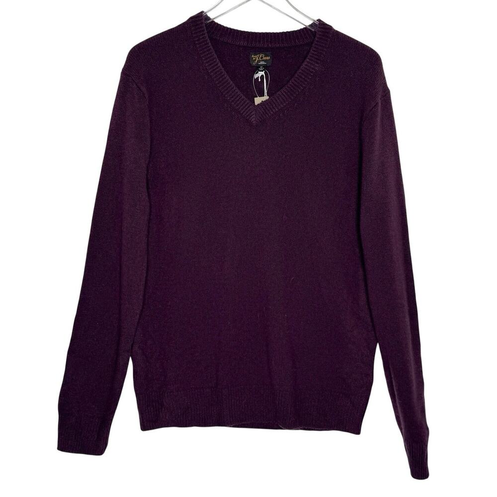 J.Crew Cashmere V Neck Sweater M NEW Mens Burgundy Soft Lightweight Luxury